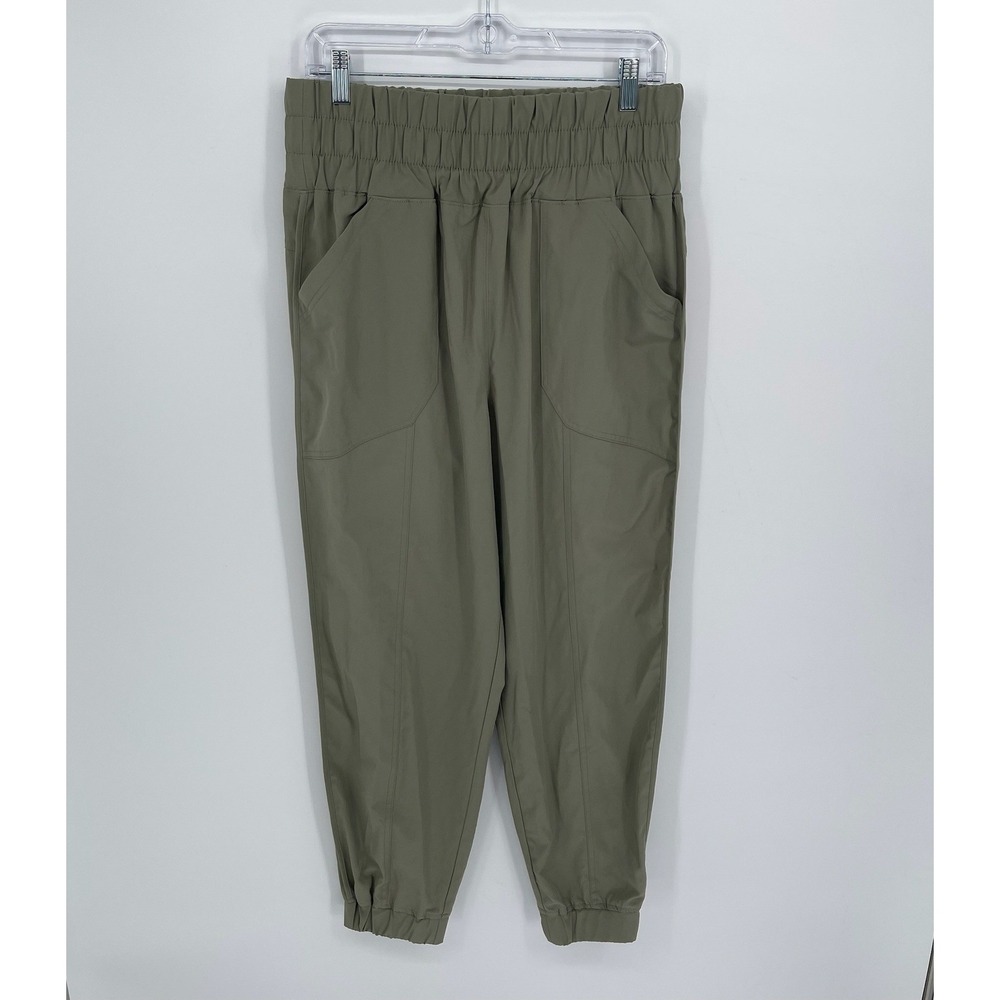 Vanilla Star Women's Green Smocked Waist Pockets Stretch Jogger Pants Size L
